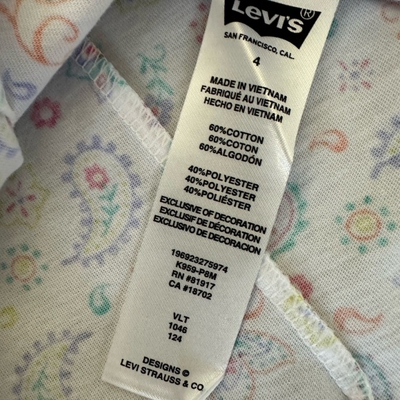 New Levi's Girls Size 4 Colorful Paisley Print Top Ruffle Layered Short Sleeves - Picture 12 of 16